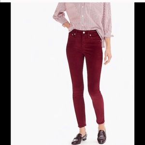 NWT J.Crew 9” high waist burgundy jeans